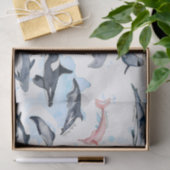 Delphin-Themenabend Kinder Aquarell zeichnend Seidenpapier (Geschenk)