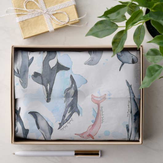 Delphin-Themenabend Kinder Aquarell zeichnend Seidenpapier (Geschenk)