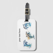 Delphin Trio, Wasserfarbe Gepäckanhänger (Vorderseite Vertikal)