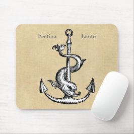 Delphin und Anker - Festina Lente Mousepad