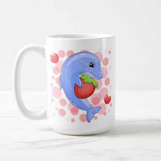 Delphin und Erdbeere aus niedlichem Cartoon Kaffeetasse (Links)