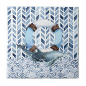 Delphin und Lifebuoon auf maritimer Ebene Fliese (Vorderseite)