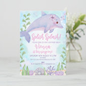 Delphin Untermeer 1. Geburtstag Einladung (Stehend Vorderseite)