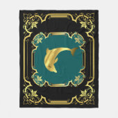 Delphin, vergoldet, schwarz/gold/aqua fleecedecke (Vorderseite)
