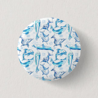 Delphin, wasserfarbig, nahtloses Muster, Delphin Button