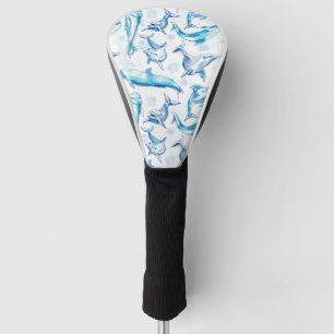 Delphin, wasserfarbig, nahtloses Muster, Delphin Golf Headcover