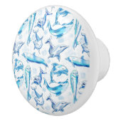 Delphin, wasserfarbig, nahtloses Muster, Delphin Keramikknauf (Rechts)