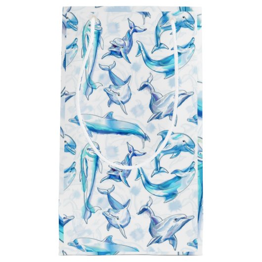Delphin, wasserfarbig, nahtloses Muster, Delphin Kleine Geschenktüte (Vorderseite)