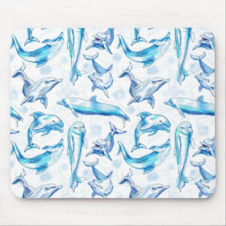 Delphin, wasserfarbig, nahtloses Muster, Delphin Mousepad