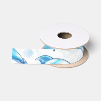 Delphin, wasserfarbig, nahtloses Muster, Delphin Satinband