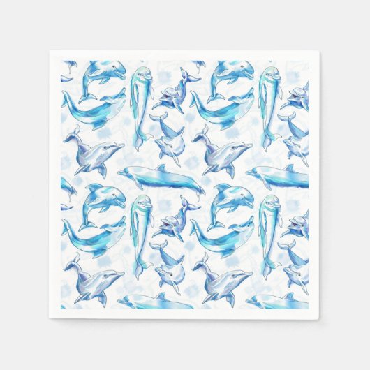 Delphin, wasserfarbig, nahtloses Muster, Delphin Serviette (Vorderseite)