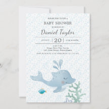 Delphin Watercolor Baby Shower Einladung