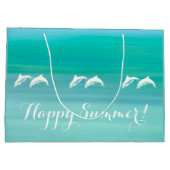 Delphine Aquamarine Ozean Sommer Große Geschenktüte (Rückseite)