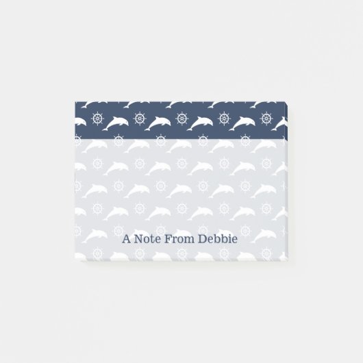 Delphine auf Parade-Muster | addieren Ihren Namen Post-it Klebezettel (Vorderseite)