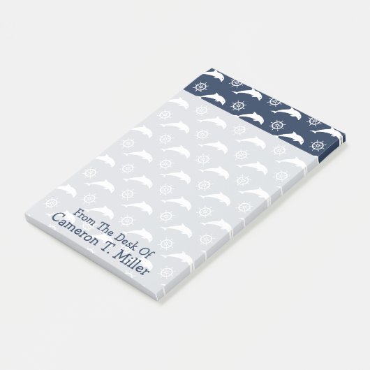 Delphine auf Parade-Muster | addieren Ihren Namen Post-it Klebezettel (angewinkelt)