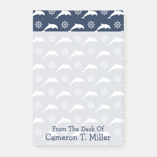 Delphine auf Parade-Muster | addieren Ihren Namen Post-it Klebezettel (Vorderseite)