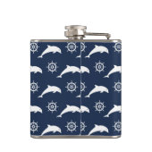 Delphine auf Parade-Muster Flachmann (Rückseite)