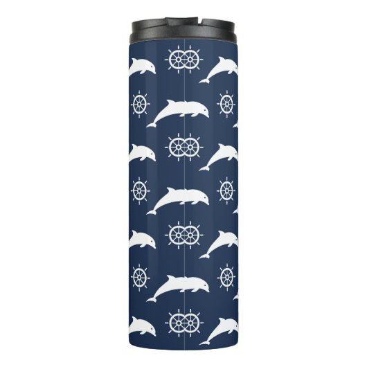 Delphine auf Parade-Muster Thermosbecher (Rückseite)