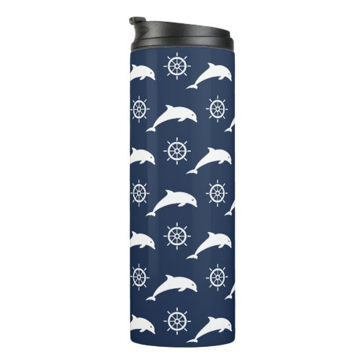 Delphine auf Parade-Muster Thermosbecher (Nach rechts gedreht)