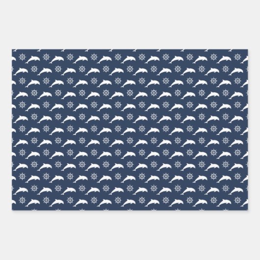 Delphine auf Parademuster Geschenkpapier Set (Vorderseite 2)