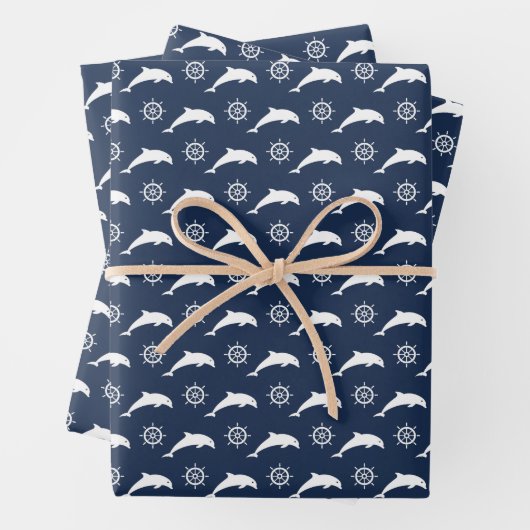Delphine auf Parademuster Geschenkpapier Set (Beispiel)