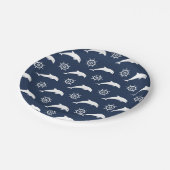 Delphine auf Parademuster Pappteller (Schrägansicht)