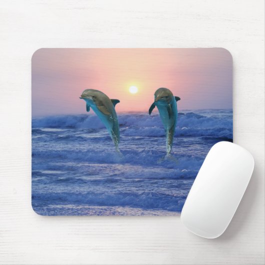 Delphine bei Sonnenaufgang Mousepad (Mit Mouse)