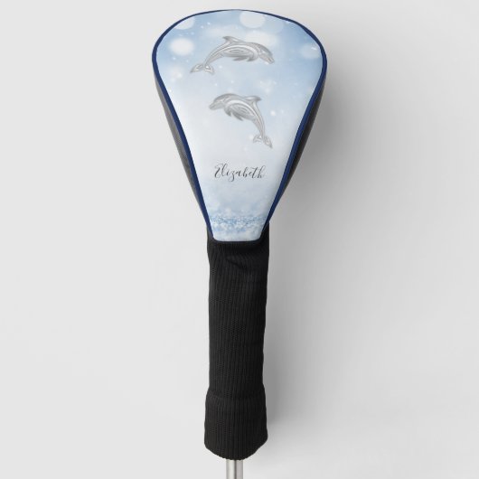 Delphine Blue Glitzer Girly Monogram  Golf Headcover (Vorderseite)