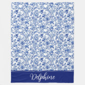 Delphine Blue Toile Fleecedecke (Vorderseite)