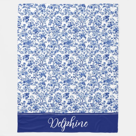 Delphine Blue Toile Fleecedecke (Vorderseite)