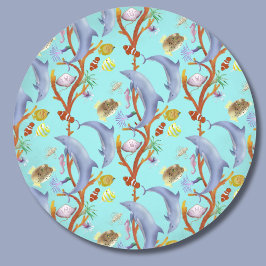 Delphine, Clownfische und andere Fische Runder Aufkleber