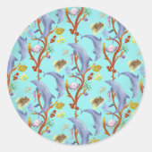 Delphine, Clownfische und andere Fische Runder Aufkleber (Vorderseite)