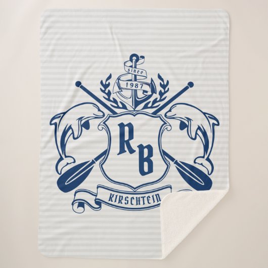 Delphine des nautischen Wappen Eichenschild Sherpadecke (Vorderseite)