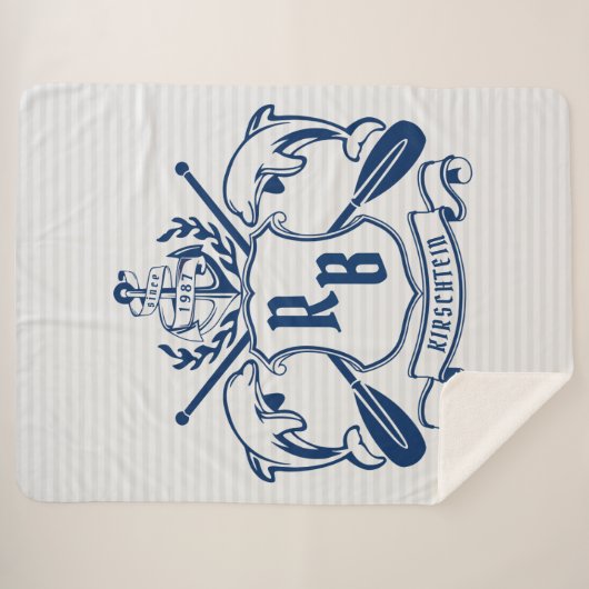 Delphine des nautischen Wappen Eichenschild Sherpadecke (Vorderseite (Horizontal))