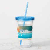 Delphine, die im Ozean brechen Acryltrinkbecher (Rückseite)