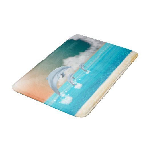 Delphine, die im Ozean brechen Badematte (Schrägansicht)