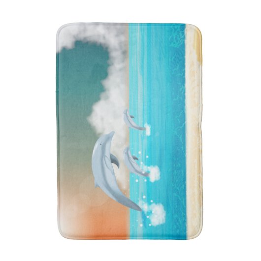 Delphine, die im Ozean brechen Badematte (Vorderseite Vertikal)