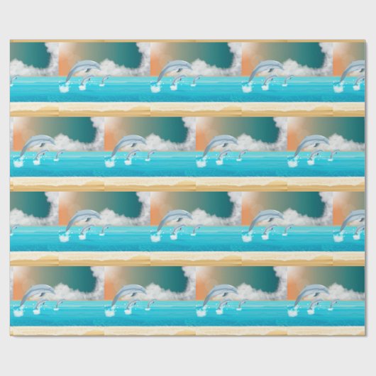 Delphine, die im Ozean brechen Geschenkpapier (Flach)