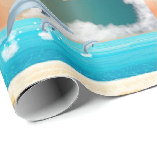 Delphine, die im Ozean brechen Geschenkpapier (Rolleneckpunkt)