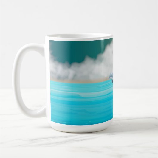 Delphine, die im Ozean brechen Kaffeetasse (Links)