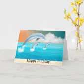 Delphine, die im Ozean brechen Karte (Gelbe Blume)