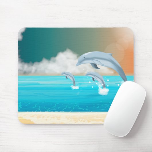 Delphine, die im Ozean brechen Mousepad (Mit Mouse)