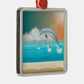 Delphine, die im Ozean brechen Ornament Aus Metall (Rechts)