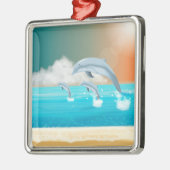 Delphine, die im Ozean brechen Ornament Aus Metall (Links)