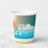 Delphine, die im Ozean brechen Pappbecher (Rückseite)