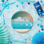 Delphine, die im Ozean brechen Pappteller (Party)