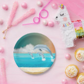 Delphine, die im Ozean brechen Pappteller (Party)