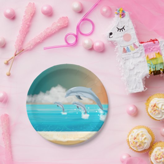 Delphine, die im Ozean brechen Pappteller (Party)