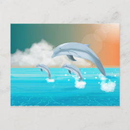Delphine, die im Ozean brechen Postkarte