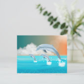 Delphine, die im Ozean brechen Postkarte (Stehend Vorderseite)